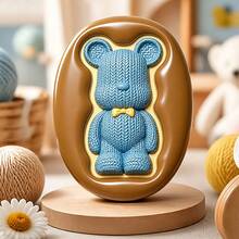 Knitted Texture Bear Wax Seal Stamp, Brass Embossed Stamp Head, Cute Knitted Bear Bowtie Pattern, Gift Packaging, Greeting Cards, Invitations, Scrapbooking, Letters, Envelopes, Handmade DIY (Handle Not Included / Wax Not Included / Ink Not Included) - Embroidered  Bear - View 4