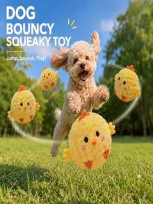 1pc Yellow Chick Pet Interactive Bouncing Sound Toy Ball, Fun Companion For Dogs And Cats, Relieves Boredom, Features Sound Function To Attract Dogs And Cats, Made Of Chew-Resistant Material, Slow Rebound Pet Toy, Perfect Pet Gift - Multicolor - View 7