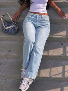 Women's Retro Loose Boyfriend Straight Jeans Casual Spring Fall - Light Wash - View 7