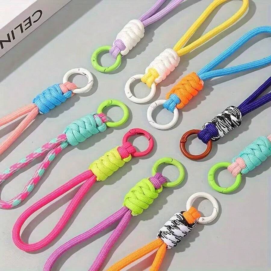6/11/22pcs Colorful Woven Keychains, Fashionable Phone Lanyards, Children's Handmade Sewing Accessories, Mixed Pattern Cute Keychain Pendants, Phone Accessories, Storage Box, Fun Design, Suitable For Halloween Gifts And Holiday Decorations - Multicolor - View 1