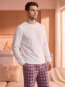 Manfinity Underwear&Sleepwear Basics ملابس داخلية وملابس نوم أساسية من Manfinity – طقم ملابس منزلية بأكمام طويلة وشورتات بوكسر (مجموعة الخريف/الشتاء) - متعدد الألوان - مشاهدة 3