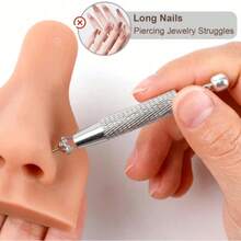 Stainless Steel Flat Bottom Earring Internal Thread Push Pin Piercing Grabbing Tool, Anti-Slip 4-Claw Gemstone Ball Grabbing Tool, Suitable For Replacing Jewelry - Upgraded Version - View 3