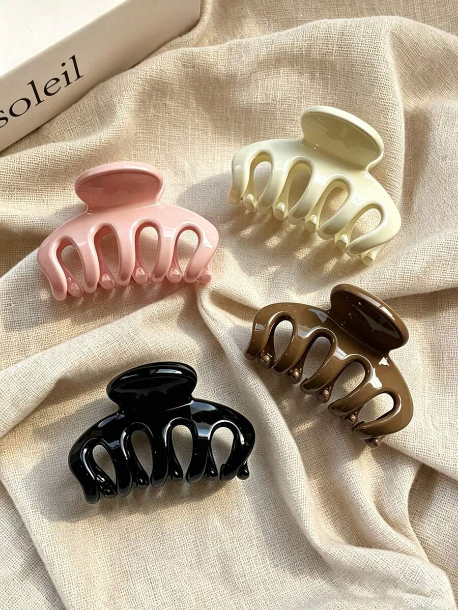 4pcs/1pc Women's 6.5cm/2.55in White Pink Black Khaki Bone-Shaped Glossy ...