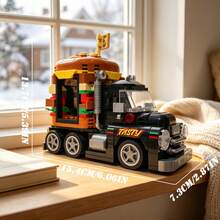 Street Scene Food Truck Building Block Model, Built-In Miniature Working Scene, Detailed Realistic Restaurant Scene Display, Exquisite Desktop Ornament Bedroom Decor, 3D Adult Stress Relief Assembly Toy, Christmas Gift, 400+PCS - Multicolor - View 9