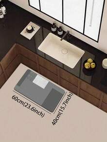 1pc 3.5mm Thick Geometric Patchwork Square Pattern Diatom Mud Mat, Cuttable Soft Rubber Material, Kitchen Carpet Bathroom Mat, Suitable For Entryway Hallway Living Room Laundry Room, Outdoor Garden Decor Door Mat - Multicolor - View 14