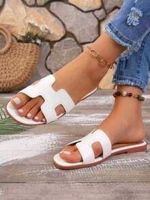 Women's New Spring/Autumn Halloween Cool Slide Sandals, Summer French Fairy Style Versatile Slip-On Slippers - White - View 3