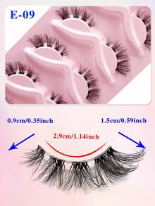 ENCHUW 5 Pairs Messy Natural Cat Eye Lashes Clear Band Lashes Cat Eye Look Wispy Lashes Eye End Elongated Full Strip Soft Natural False Eyelashes - Black - View 2