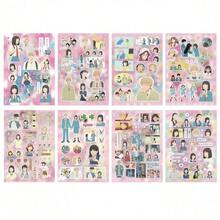 8pcs Vibrant Youth Anime 2D Healing Style Popular INS Style Collage Stickers Waterproof Decals - Multicolor - View 7