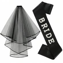3pcs Halloween Ghost Bride Black Wedding Crown Veil Shoulder Strap Set Gothic Style Bachelorette Party - Multicolor - View 15