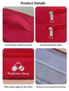 1pc Red Portable Double-Layer First Aid Kit, Epidemic Prevention And Health Kit, Home Life Rescue Kit, Outdoor Emergency Epidemic Prevention And Storage Bag The Actual Product Does Not Contain Any , It Only Sells Storage Bags - As Picture - View 10