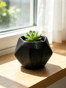 Maceta geométrica de polígono impresa en 3D para suculentas, textura mate en 3 colores negro, blanco y rosa, estilo nórdico minimalista para escritorio, adecuada para cactus, suculentas y plantas verdes pequeñas, decoración del hogar para interior y balcón, maceta de plantación, 3 colores opcionales | Compatible con suculentas, cactus y plantas verdes pequeñas - multicolor - Ver 8