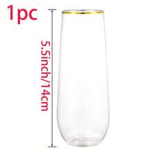 1/6/12pcs Transparent Gold Rim Champagne Glasses, Champagne/Cocktail Glasses, Reusable Unbreakable Acrylic Wine Glasses, Suitable For Weddings, Bachelor Parties And Various Party Events - View 15