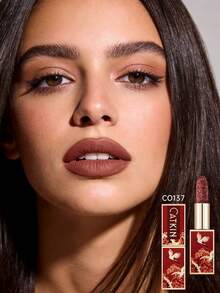 CATKIN Lápiz labial mate grabado Rouge, resistente al agua de larga duración con acabado satinado suave, color CO137 Mimosa - CO137 - Ver 3