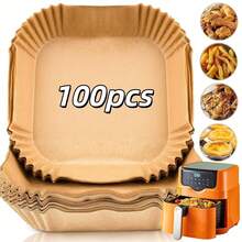 25/50/100pcs Air Fryer Paper Liners, Square, Kitchen Accessories, Non-Stick Baking Paper, Air Fryer Accessories, Oil-Proof And Waterproof, Suitable For Baking, Roasting And Microwave Use - Multicolor - View 11