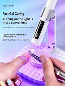 1 Set Multi-Angle Adjustable ABS Material 180° Foldable 360° Rotatable Dual-Mode Timer Touch Digital Display White Light Purple Light Pink Handheld UV LED Nail Lamp, Home Salon Nail DIY Gel Curing Supplies Tool - one-size - View 11