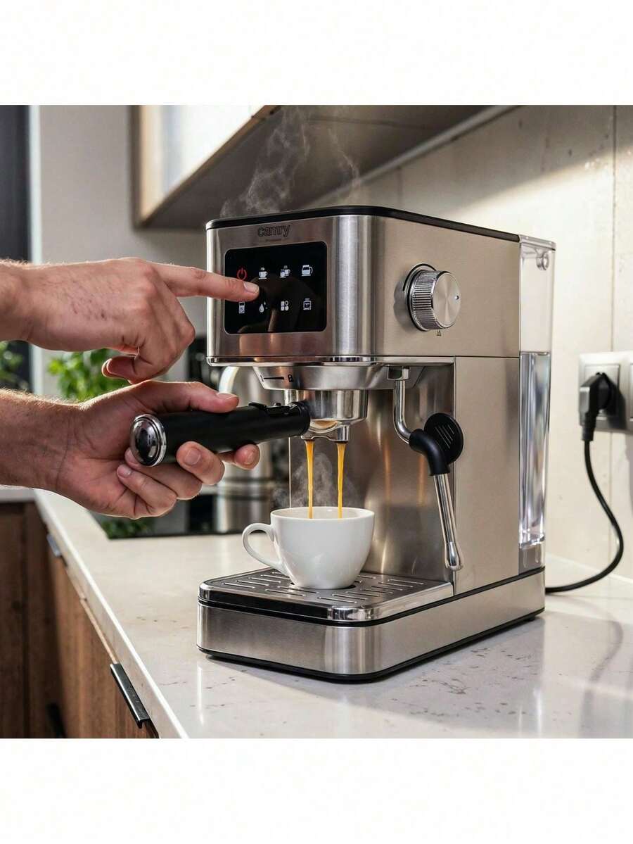 CAMRY Espresso Machine, Automatic Coffee Maker, Cappuccino Machine - 20 Bar, PID Control, Milk Frother, 7 Functions, Touch LCD Display - EU E Type Plug(220-240V) - View 1