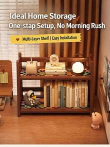 1pc Double Layer Bamboo Perfume Rack Desktop Organizer, Cosmetic Storage Rack, Display Stand, Painted Surface, Luxury Home Decor, Suitable For Kitchen Counter, Entryway, Coffee Corner, Dining Table, Bedroom And Vanity Storage And Organization - Brown - View 5