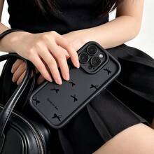 1件裝黑色小蝴蝶結極簡個性可愛時尚復古歐美風女孩手機殼，啞光黑相機框階梯設計全包防摔軟殼，適用於 /Honor/Apple/Transsion/手機 - 彩色 - 查看 5