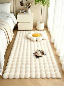 1pc Cream White Bubble Plush Rectangular Rug, Faux Rabbit Fur Carpet, Fluffy Sofa Throw, Holiday Decor, Sofa Decoration, Modern Minimalist Ins Style, Soft And Fluffy Touch, Smooth And Soft, Warm And Comfortable, Winter Warm Plush Rug, Fuzzy Skin-Friendly Material, Non-Slip Bottom, Low Shedding, Easy To Clean And Maintain, Machine Washable, Create Cozy Atmosphere, Suitable For Bedroom, Living Room, Hallway, Study - Cream White - View 1