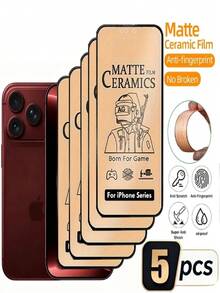 5pcs Full Coverage Matte Ceramic Film Screen Protector Compatible With IPhone 18 Pro Max/18 Pro/17 Pro Max/17e/16/15/14/13/12/11/Pro Max/Plus/Mini Anti-Fingerprint, Dynamic Island Compatibility, Soft Screen Protector, Not Glass - Clear - View 17