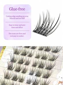 Glue-Free Self-Adhesive Single Cluster False Eyelashes, Soft 3D Voluminous Winged Tail Extension For Full Atmosphere - View 6