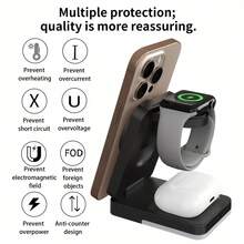 3-In-1 Foldable Wireless Charging Stand With Ambient Light, Portable Travel & Storage, Multi-Device Wireless Charger, Perfect Gift - Multicolor - View 4