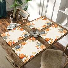 1/4/6pcs Autumn Series Border Pumpkin & Autumn Leaf Pattern Printed Placemats, Heat-Resistant Table Mats For Home Kitchen/Kitchen Table Protection, Party Scene Decor - Multicolor - View 10