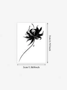 1 Tattoo Sticker, Ink-Style Red Spider Lily, Simple And Artistic Vertical Tattoo Pattern, Temporary Tattoo Sticker, Suitable For Travel, Music Festivals, Gaming, Graduation Gifts, Daily Use, Lasts 3-5 Days - Black - View 6
