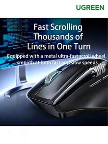 UGREEN Wireless Bluetooth Dual-Mode Mouse, Electromagnetic Side Dual Scroll Wheels, Quiet Noise Reduction Programmable Buttons, 4-Level DPI Adjustment, Universal Business Office Computer Mouse - View 4
