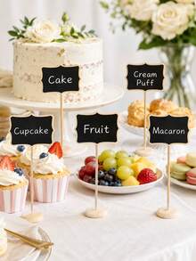 5/10pcs Mini Desktop Chalkboard Signs (With Stand), Reusable, Suitable For Wedding Place Cards, Food Labels And Table Number Cards - Multicolor - View 7