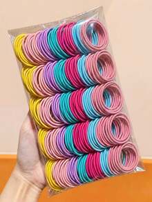 300/100pcs Basic Hair Ties Set, High Elasticity Design, Resistant To Deformation After Multiple Stretches - Suitable For Girls, Women, Men, Daily Essential - Multicolor - View 17