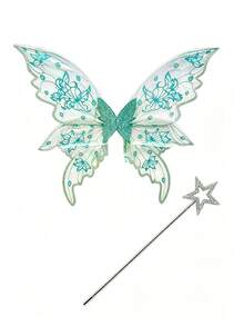 Shiny Butterfly Fairy Wings Costume Set, With Flower Crown, Elf Ears And Magic Wand. Suitable For Halloween Role-Playing And Party Events. - Multicolor - View 32