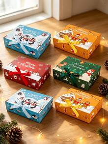 24/12/4 piezas/1 pieza Cajas de regalo de Navidad, cajas de papel con dibujos animados, cajas de regalo para fiestas y vacaciones, cajas decorativas para envolver regalos, cajas de regalo de papel de Navidad. Juego de cajas de regalo de Navidad grandes vacías, cajas decorativas para regalos de galletas, manzanas y caramelos de Papá Noel - Multicolor - Ver 1