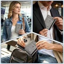 Travel Passport Holder With RFID Blocking - Grey - View 7