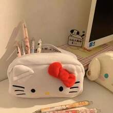 SANRIO 1PC/Plush Kitty Cat Pencil Case, High-Value Aesthetic Large Capacity Stationery Storage Pencil Box For Middle School Students, Christmas Gift, Birthday Gift, Back To School - 1 PC KT - View 2