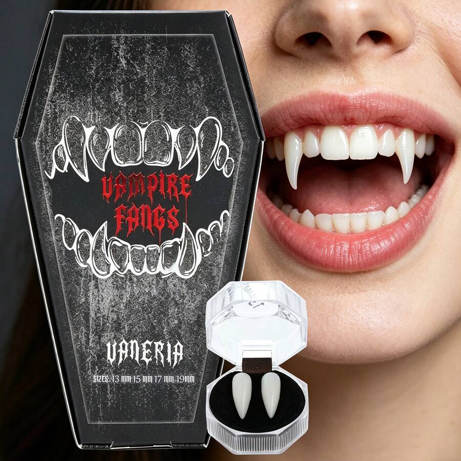 Set 4 Pasang Taring Vampir, Tersedia 4 Ukuran, Taring Vampir Halloween - Taring Resin Putih Tajam Realistis, Cocok untuk Kostum Halloween, Zombie, Setan, Pesta Gotik - Aksesori Taring Vampir Wanita yang Dapat Dipakai Sepanjang Tahun, Desain Minimalis, Pengerjaan yang Indah, Aksesori Cosplay Horor, Bahan Tahan Lama, Penting untuk Penggemar Cosplay - MultiWarna - View 1