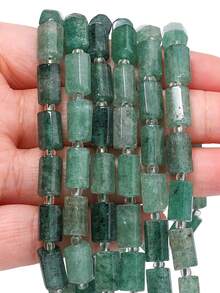 1 Strand 8-11mm Natural Emerald Green Aventurine Cylindrical Spacer Beads, Jewelry Making Bracelet DIY Accessories - Multicolor - View 3