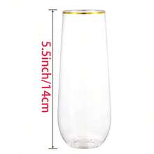 1/6/12pcs Transparent Gold Rim Champagne Glasses, Champagne/Cocktail Glasses, Reusable Unbreakable Acrylic Wine Glasses, Suitable For Weddings, Bachelor Parties And Various Party Events - View 3