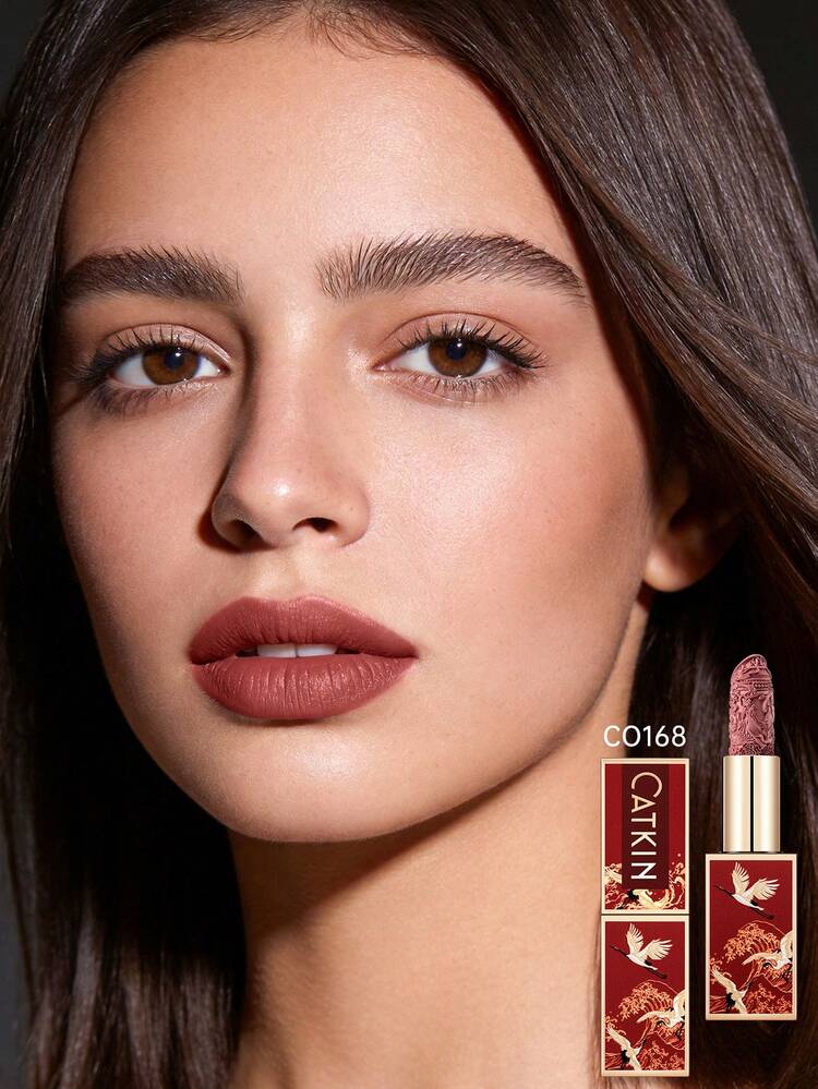 Lipstik Matte Catkin Rouge, Tahan Air, Tahan Lama, Satin, Melembapkan, Halus CO168 Warna Plum - CO168 - View 2