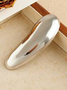 Irregular Curved Bean‑Shaped Brooch Pins,Gold & Silver Tone Smooth Metal Lapel Pin Minimalist Suit Collar Decor Brooches For Women - Geometric - View 5