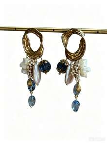 2pcs High-Quality Irregular Tassel Vintage Metal Multi-Color Women's Earrings Suitable For Prom Party Banquet Matching Daily Clothing Accessories - Multicolor - View 2