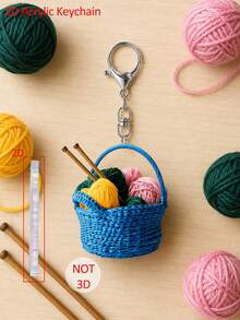 2d Flat Yarn Ball Acrylic Keychain,Wallet Or Handbag Accessory, Fashionable Party Keychain, Novel Acrylic Design Keyring,Backpack And Wallet Keychain - Multicolor - View 6