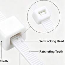 100pcs Self-Locking Nylon Cable Ties, White/Black Optional Sizes, Reinforced Binding Straps, Motorcycle Fixed Type, Multi-Scenario Use, Industrial Style, Party/Outdoor Applicable - Buckle-style - View 8