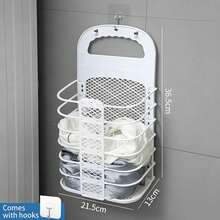 Large Dirty Clothes Hamper Wall-Mounted Bathroom Folding Laundry Basket Dormitory Clothes Storage Durable - Laundry Basket - View 15