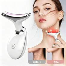 Face Neck Beauty Device, 3 Color Face Neck Massager,Multifunctional Facial Skin Care Tool, Ideal For Home Skin Care - White - View 10