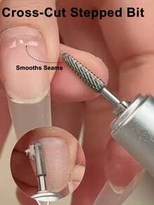1pc Tungsten Steel Nail Drill Bit, Tapered Cone Shape, Suitable For Semi-Sharp Edge Smoothing And Gel Nail Polish Removal, Universal 2.35mm - Multicolor - View 2