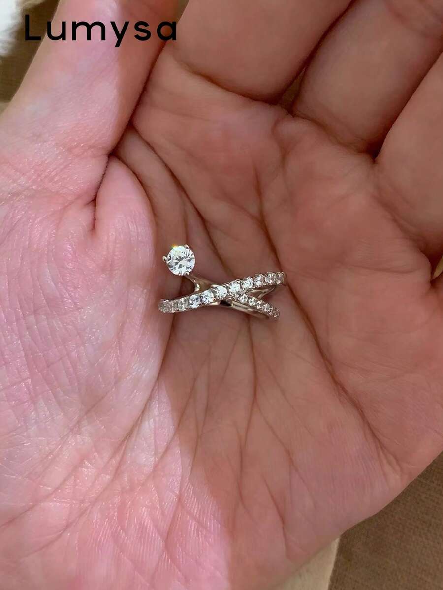 1pc Fashionable Delicate Small Cubic Zirconia Geometric Copper Alloy Tail Ring Suitable For Women's Daily Wear And Gatherings