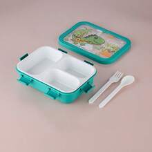 Stainless Steel Bento Lunch Box, 850ml Portable Food Container With Fork And Spoon, Microwave And Refrigerator Available, Unicorn Dinosaur Astronaut Pattern, School Office Picnic Commuting Lunch Box, Reusable Food Storage Box - Multicolor - View 16