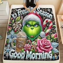 The Grinch بطانية فلانيل وحش أخضر، بطانية فلانيل ناعمة دافئة سميكة للشتاء، بطانية قيلولة مكتبية بشخصية كرتونية أنمي لطيفة، بطانية دافئة للتخييم في الهواء الطلق، بطانية سرير ومرتبة دافئة للشتاء، بطانية أريكة، بطانية سفر، بطانية سرير، بطانية تكييف هواء، بطانية شال دافئة لمقعد السيارة، هدية عيد الميلاد للعائلة والأصدقاء، زي هالوين - متعدد الألوان - مشاهدة 4