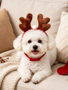 Christmas Reindeer Antlers Pet Headband With Adjustable Hook And Loop Strap; Decorative Accessory For Dogs And Cats. Suitable For Christmas Dress-Up, Holiday Parties, Holiday Pet Photography And Christmas Gifts For Pets. - Multicolor - View 8